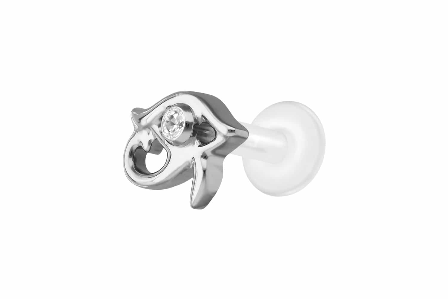 PTFE Labret Piercing mit Innengewinde + Titan-Aufsatz AUGE DES HORUS